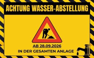 Baustellenschild Wasserabstellung ab 28.09.